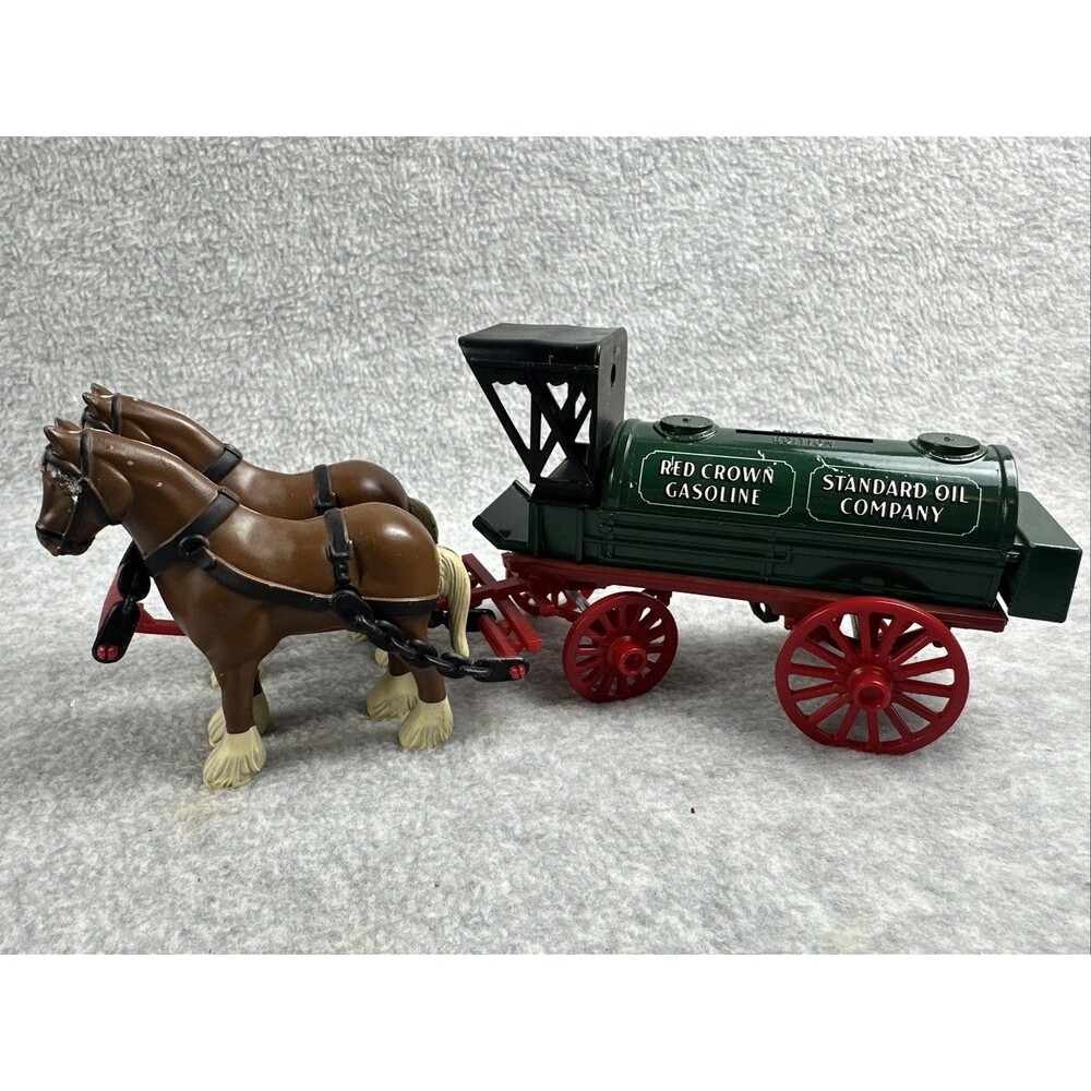 Vintage Ertl Horse Drawn Tankwagon Bank Standard Oil Company Red Crown Gasoline